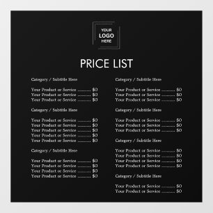 Price List   Custom Black Modern Business 