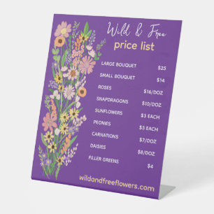 Price List Florist Handpainted Flowers Market Pedestal Sign