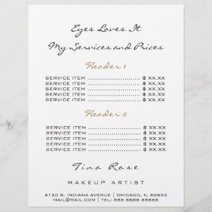 Price List Flyer Black White Eye Lips God Lash Lux