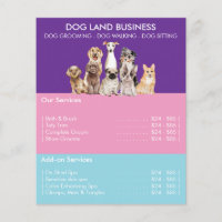 Price List for Dog Grooming purple blue Pink