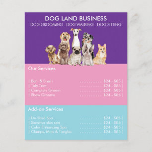 Price List for Dog Grooming purple blue Pink Flyer