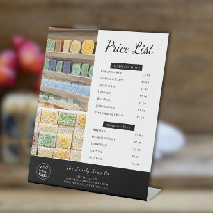 Price List for Handmade Soap  Photo Pedestal Sign