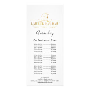 Price List Hair Makeup Lashes Nail Wax Logo White Rack Card