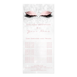 Price List Lash Extension Grey Girly Pink Salon Rack Card