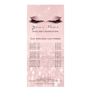 Price List Lashes Extension Makeup Artist Pink SPA Rack Card