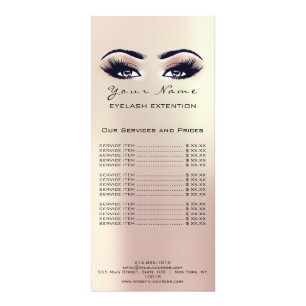Price List Lashes Extension Makeup Artist Rose Rack Card