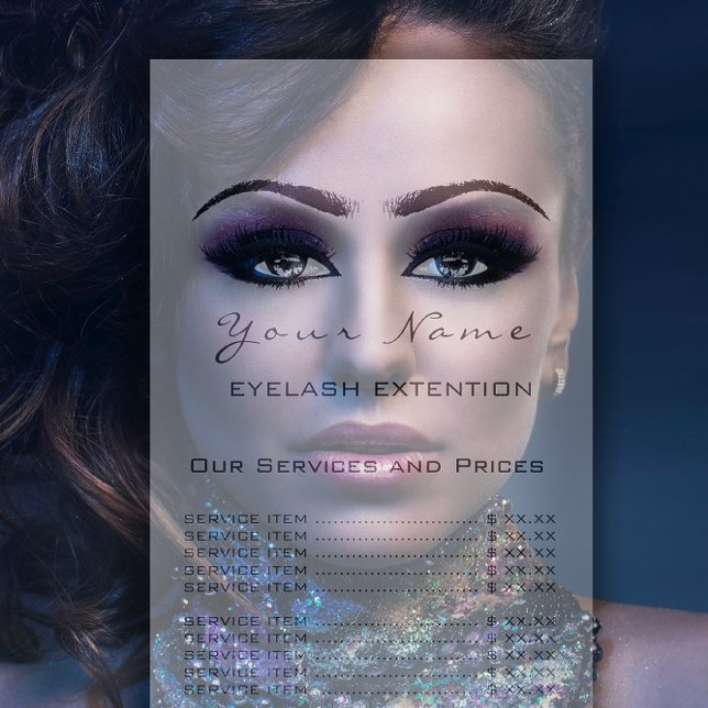 Price List Lashes Extension Makeup Artist Violet Rack Card (Price List Lashes Extension Makeup Artist Violet Rack Card)