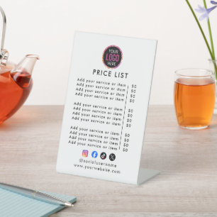 Price List Logo Business Modern Professional Ped Pedestal Sign