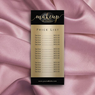 Price List   Makeup Artist Black Lips Beauty Salon Rack Card
