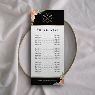 Price List   Makeup Artist Hair Stylist Floral Rack Card
