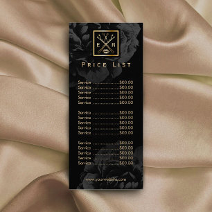Price List   Makeup & Hair Stylist Dark Floral Rack Card