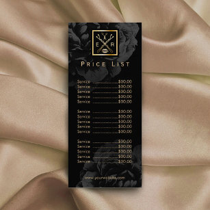 Price List   Makeup & Hair Stylist Dark Floral Rack Card