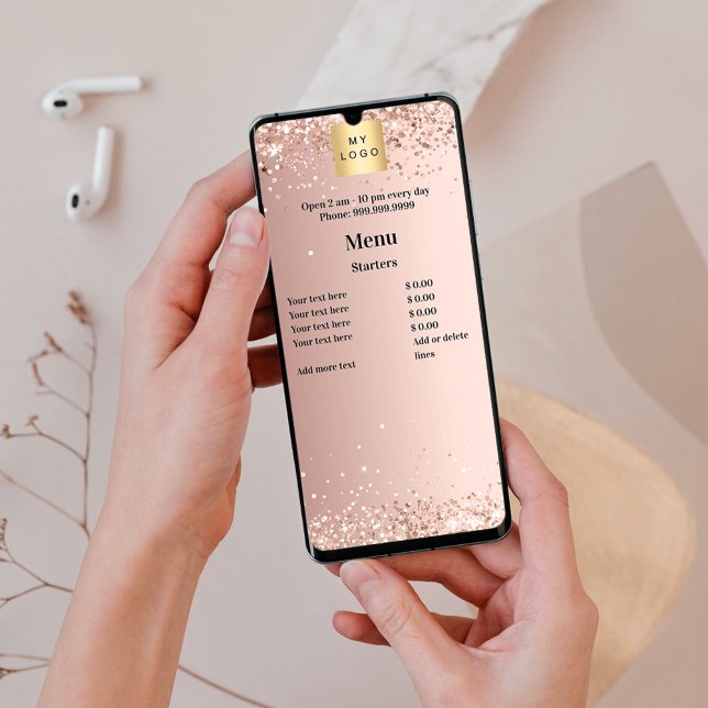 Price list menu business logo rose gold card (Creator Uploaded)