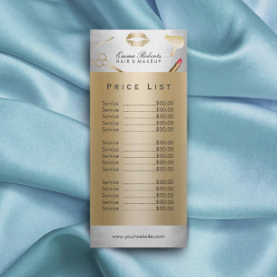 Price List   Modern Gold & Silver Beauty Salon Rack Card