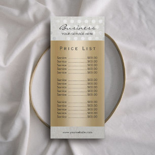 Price List   Modern Silver Dots Gold Salon Spa Rack Card
