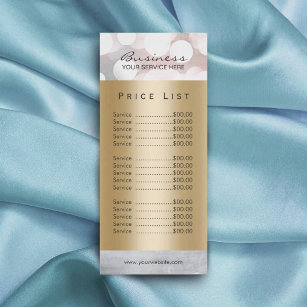 Price List   Modern Silver & Gold Beauty Salon Spa Rack Card