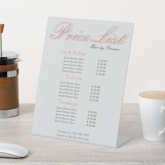 Price List Pedestal Display Editable Sign (In SItu)