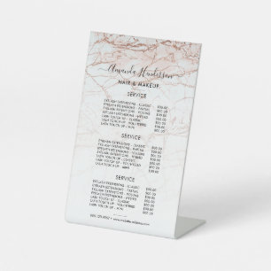 Price List Rose Gold Salon Pedestal Sign