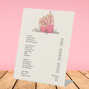 Price List Services List Pink Nail Beauty Salon Pedestal Sign