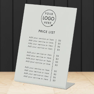 Price List   Silver Grey Logo Modern Professional Pedestal Sign