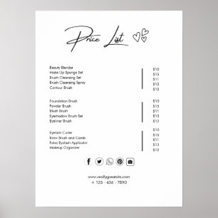 Price List Template Small Business Price List Poster