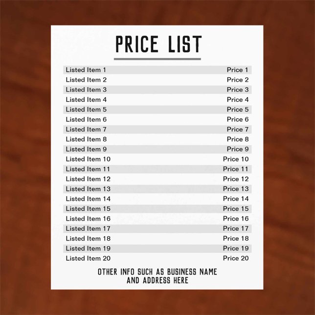 Price List. Up to 40 items & Prices. Double-Sided Flyer (Creator Uploaded)