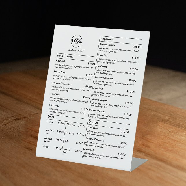 Price List | White Business Menu Modern Pedestal Sign (Creator Uploaded)