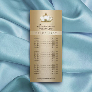 Price List   Yoga Studio Modern Gold Lotus Rack Card