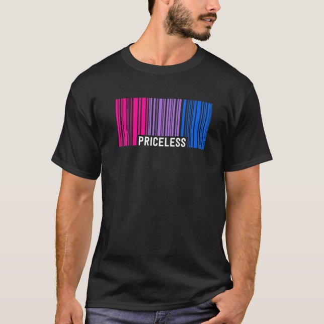 Priceless Bisexual Pride Barcode Subtle Bi Flag Di T-Shirt (Front)
