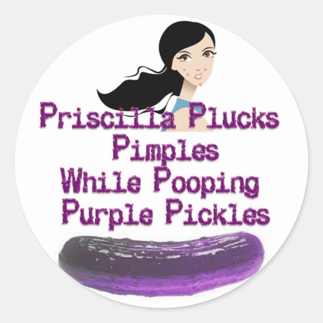 Pricilla Tongue Twister Classic Round Sticker (Front)