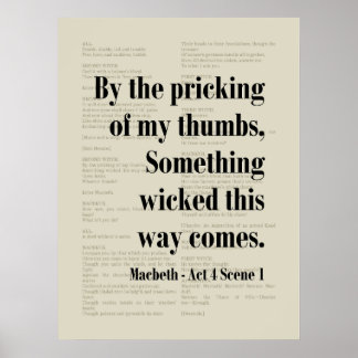 Pricking of Thumbs Macbeth Shakespeare Quote Poster