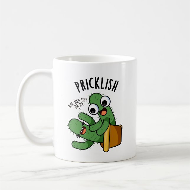 Pricklish Funny Cactus Puns  Coffee Mug (Left)