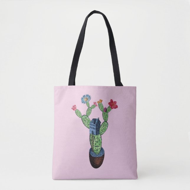 Prickly cactus with flowers tote bag (Front)