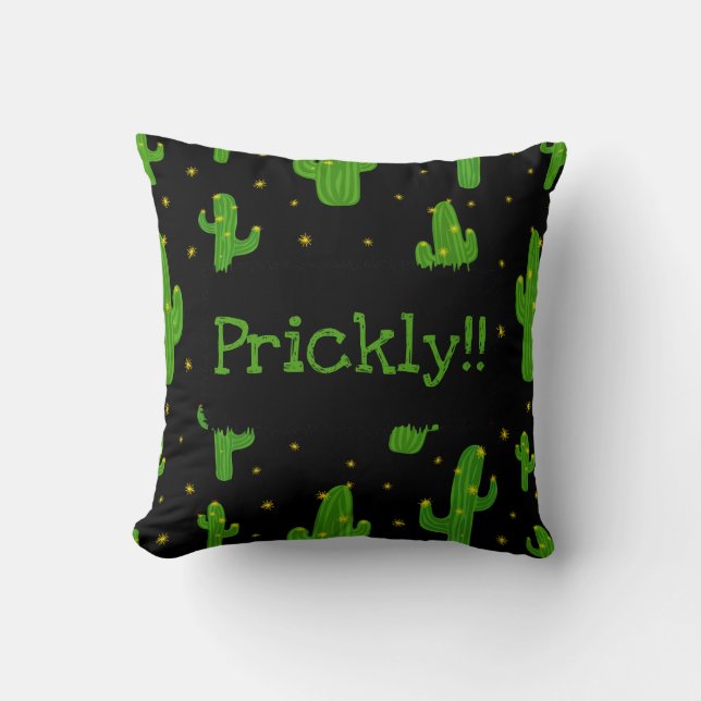 Prickly Funny Quote Green Cactus Plant Custom Cushion (Front)