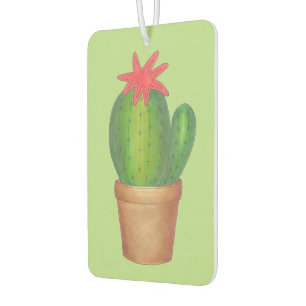 Prickly Green Cactus Flower Potted Plant Gardener Car Air Freshener