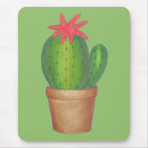 Prickly Green Cactus Garden Flower Potted Plant Mouse Pad