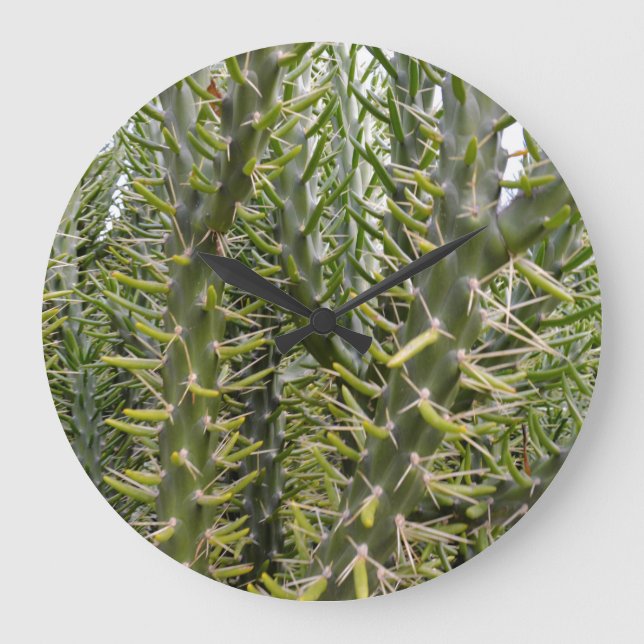 Prickly Green Cactus Plant, Large Clock (Front)