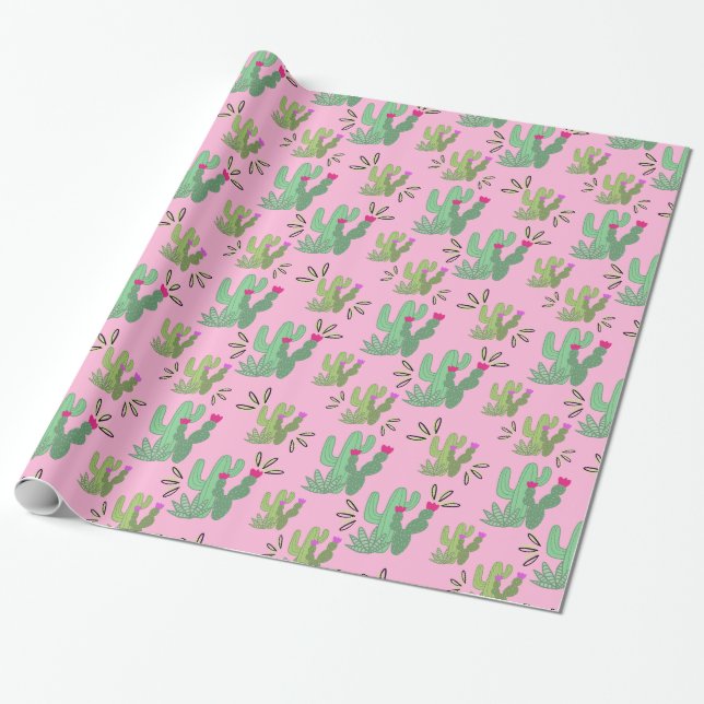 Prickly Paradise Wrapping Paper (Unrolled)