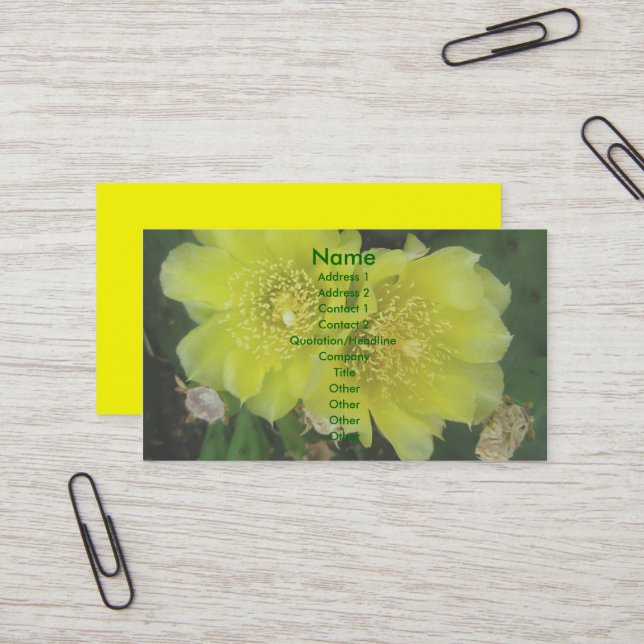 Prickly Pear Blossoms Business Cards (Front/Back In Situ)