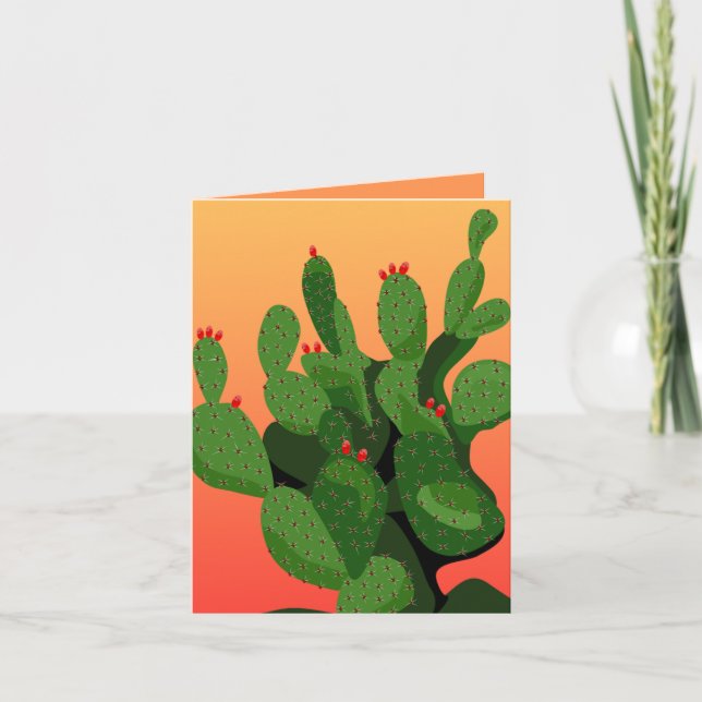 Prickly Pear Cacti Cactus Sunset Greeting Card (Front)