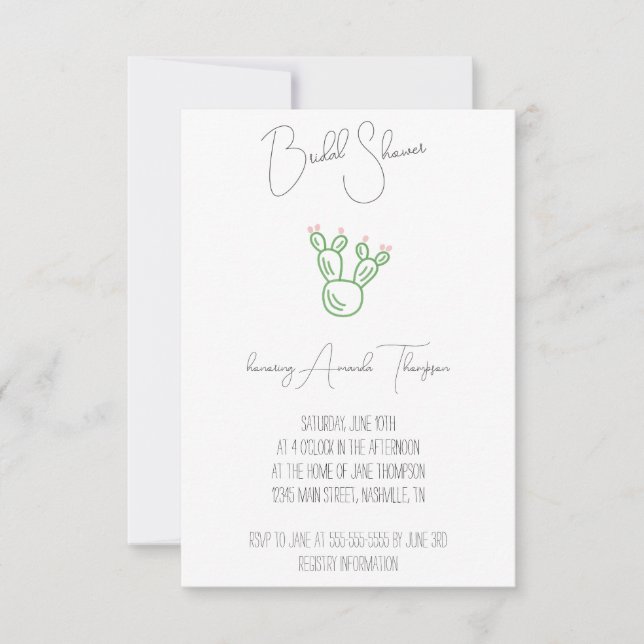 Prickly Pear Cactus Bridal Shower Invitation (Front)