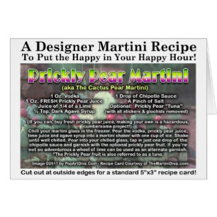 Prickly Pear Cactus Pear Martini Recipe Card