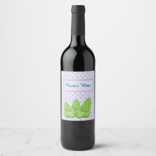 Prickly Pear Cactus, Polka Dots, Cactus Wine, Wine Label