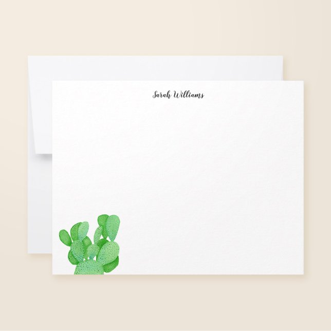 Prickly Pear Cactus Script Personalised Stationery Card (Creator Uploaded)