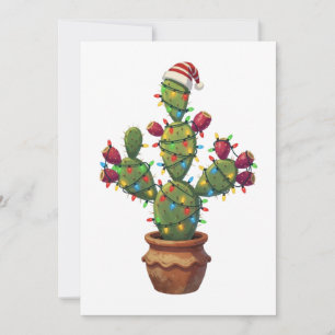 Prickly Pear Cactus with Bright Colourful Christma Invitation
