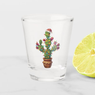 Prickly Pear Cactus with Bright Colourful Christma Shot Glass