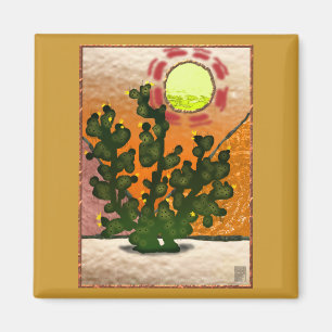 prickly pear faux stained glass magnet