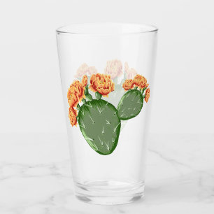Prickly Pear Flowering Cactus Glass