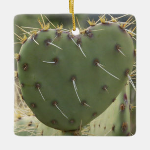Prickly Pear Heart Ceramic Ornament