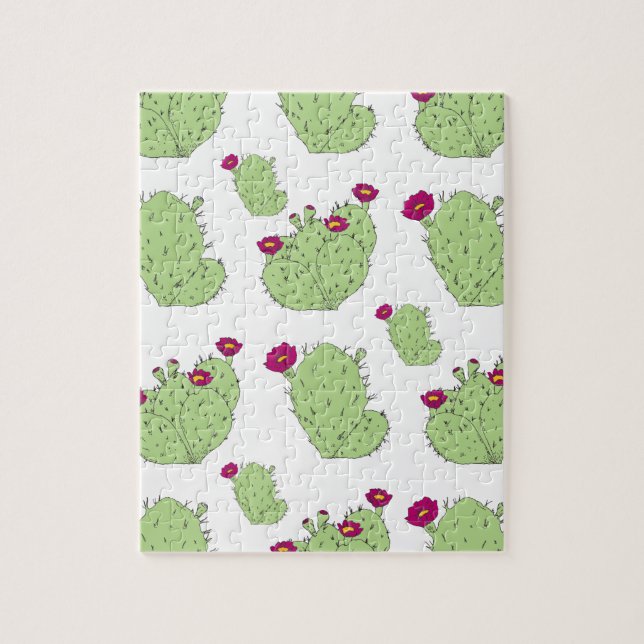 Prickly Pear Pattern Texas State Plant Cactus Love Jigsaw Puzzle (Vertical)